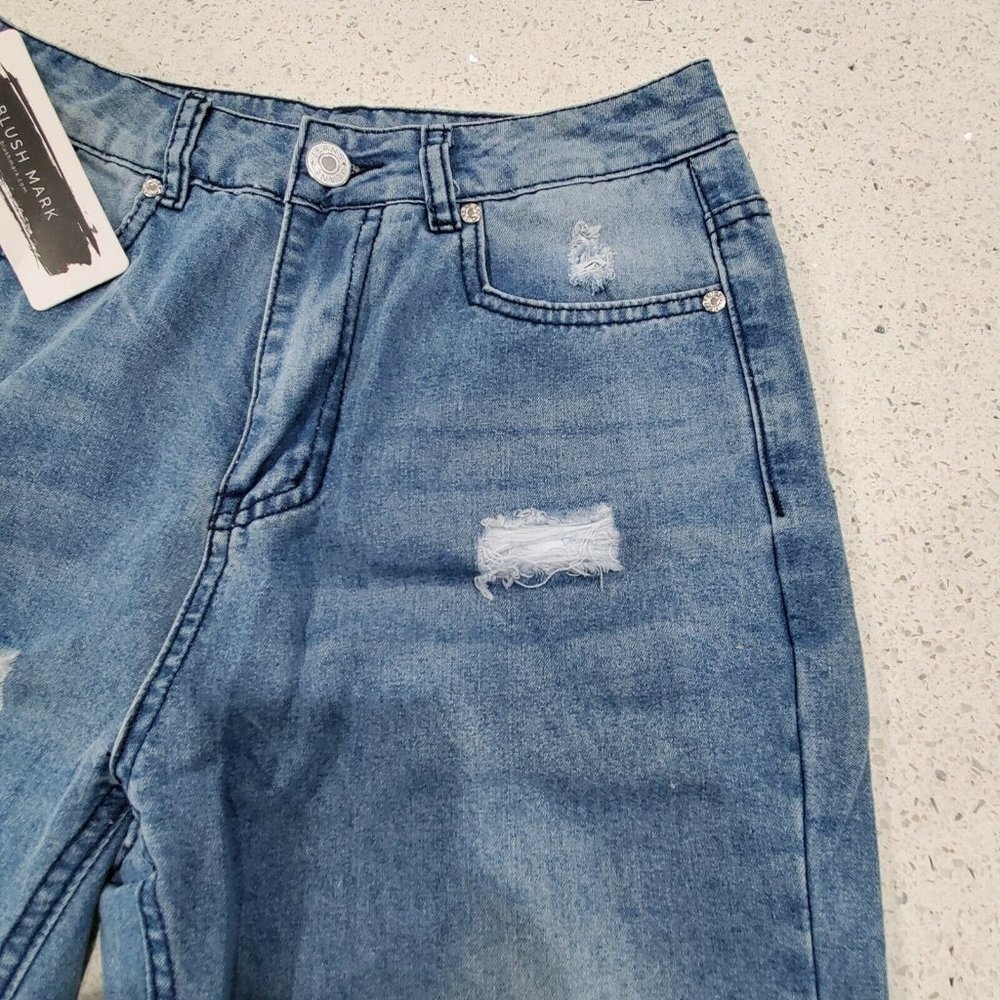 Womens Blush Mark JEANS Fredrica Blue Distressed Denim Size S - NWT - Picture 4 of 9